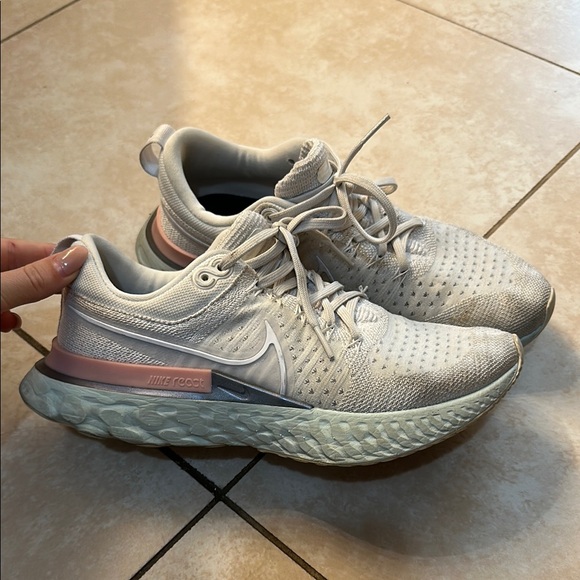 Nike Shoes - Nike Cream and Pink Athletic Shoes with React Cushioning
